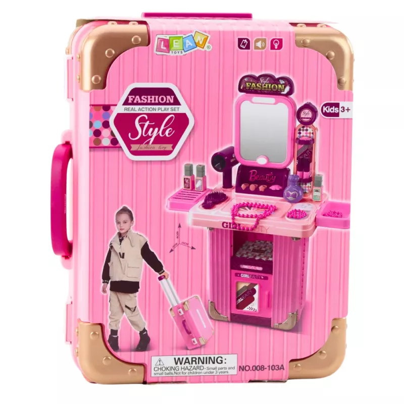 LEAN TOYS Schminktisch-Set im Koffer 2-in-1 Rosa