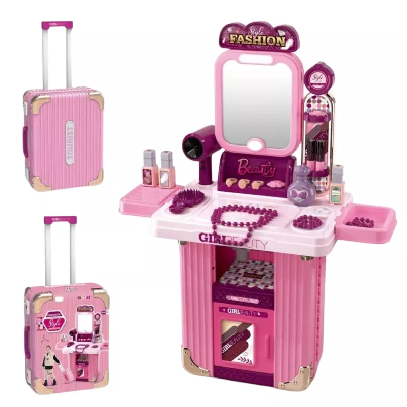 LEAN TOYS Schminktisch-Set im Koffer 2-in-1 Rosa