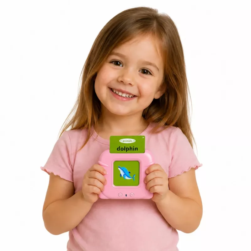 LEAN TOYS Englisch Wortlernkarten-Lesegerät Lernspielzeug Pink