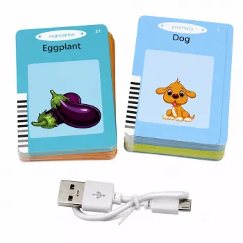 LEAN TOYS Englisch Wortlernkarten-Lesegerät Lernspielzeug Blau