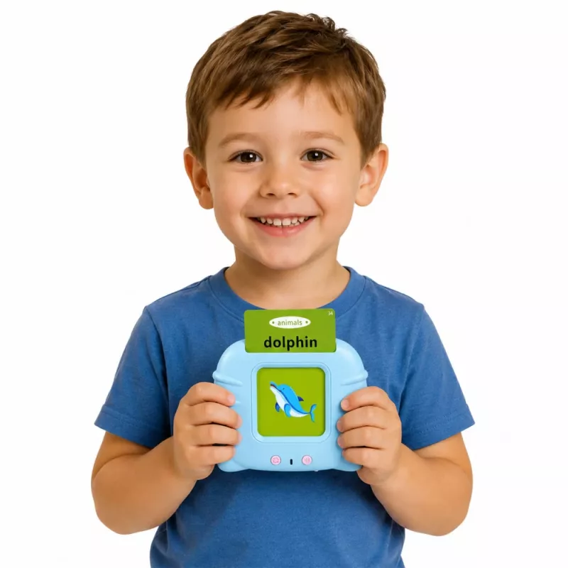 LEAN TOYS Englisch Wortlernkarten-Lesegerät Lernspielzeug Blau