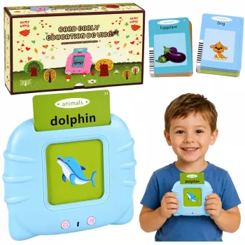 LEAN TOYS Englisch Wortlernkarten-Lesegerät Lernspielzeug Blau