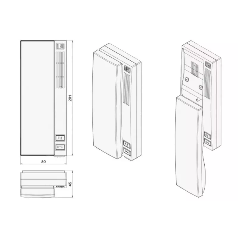 ACO INS-UP720B UNIFON - Hold, 1-Button Digital Intercom Handset, White