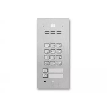 ACO FAM-P-2NPZSACC 2-Familien-Außentürstation für Unterputzmontage mit RFID-Leser und Zahlenschloss, Silber