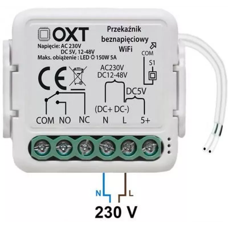 OXT T210DC Mini Smart Wi-Fi potentialfreies Relaismodul 1-Kanal 10A AC 230V DC 5V 12-48V Tuya Smart Life