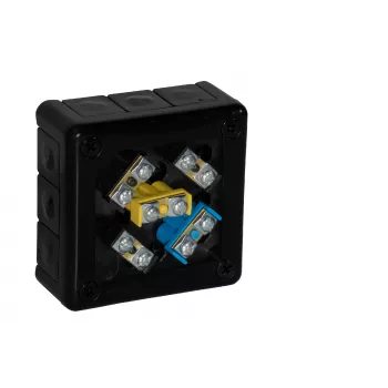 VIPLAST VP-41 Aufputz-Abzweigdose mit Klemmen, 12 Kabeleinführungen, IP55, Schwarz, 98x98x42mm