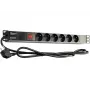 GETFORT LGF-06-Z 19-Zoll 1U 6-fach Schuko Stromverteilungseinheit (PDU) - 1,8 m Kabel, 16 A, 230 V, Schwarz