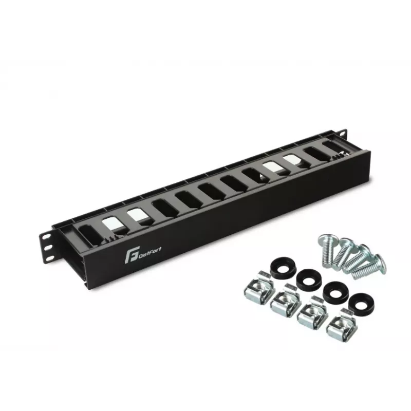 GETFORT OGF-PM 1U Horizontal Enclosed Cable Management Panel - Black