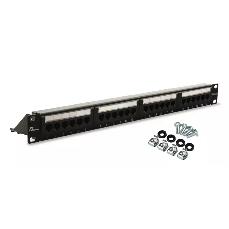 GETFORT PGF-5EUTP24-B4 Cat.5e UTP 24-Port Patch Panel 1U 19 inch Rackmount Schwarz