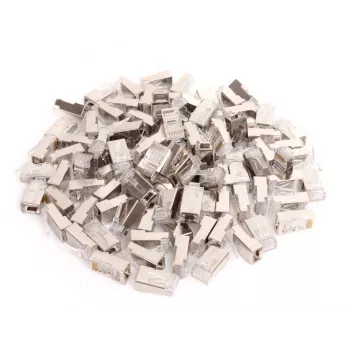 GETFORT RJ45 Cat.6 Shielded Connector 8P8C (100 Stück) - Goldkontakte, transparent