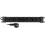 Getfort GF-9R30/FR 9-fach 1U Rackmontage Steckdosenleiste mit französischen Steckdosen, 3m Kabel, 16A, Schwarz