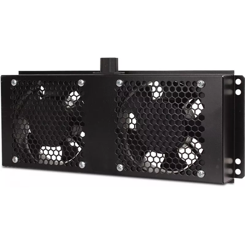 Getfort GF-FAN2 1U 19-Zoll Rack-Lüfterpanel mit 2 Lüftern, Schwarz