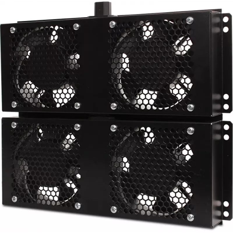Getfort GF-FAN4 2U 19-Zoll Rack-Montage Lüfterpanel mit 4 Lüftern, 120mm, 230V, Schwarz