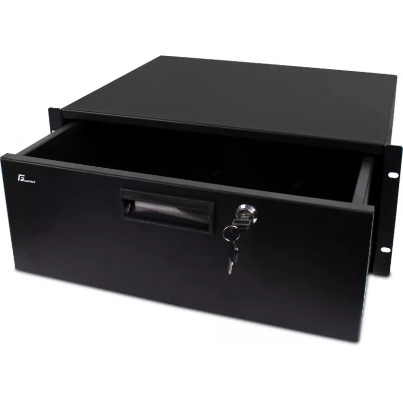 Getfort GF-4U-drawer 4U Rack-Schublade - 19-Zoll Einschubschublade mit Schloss, Schwarz