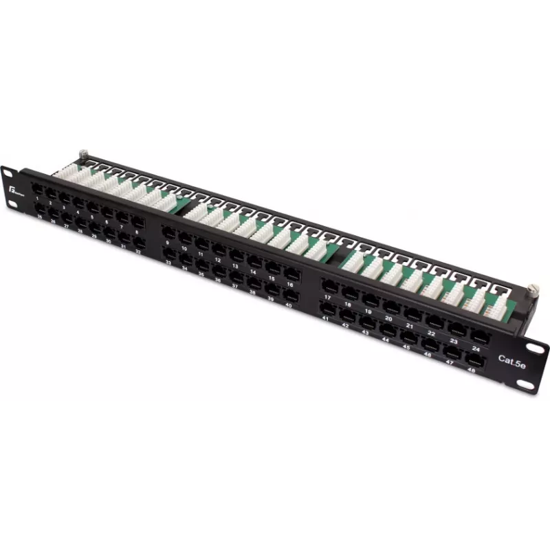 GETFORT PGF-5EUTP48-B9 Patch Panel UTP Cat.5e 48 Port 2U 19 inch Rackmount Schwarz