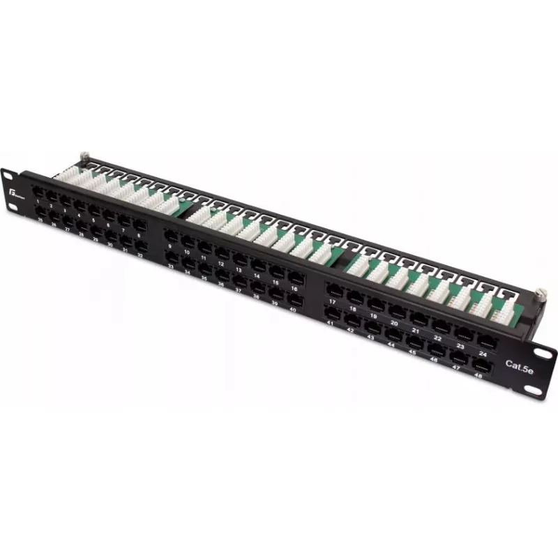 GETFORT PGF-5EUTP48-B9 Patch Panel UTP Cat.5e 48 Port 2U 19 inch Rackmount Schwarz