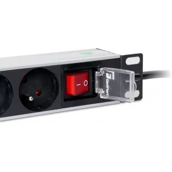 Getfort LGF-03 10-Zoll 1U Rack Power Strip mit 3 Schuko-Steckdosen, 1,8 m Kabel, 10 A, 2500 W, Silber