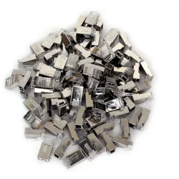 GETFORT RJ45 Cat.5e Shielded Pass-Through Connector 8P8C 100 Pieces