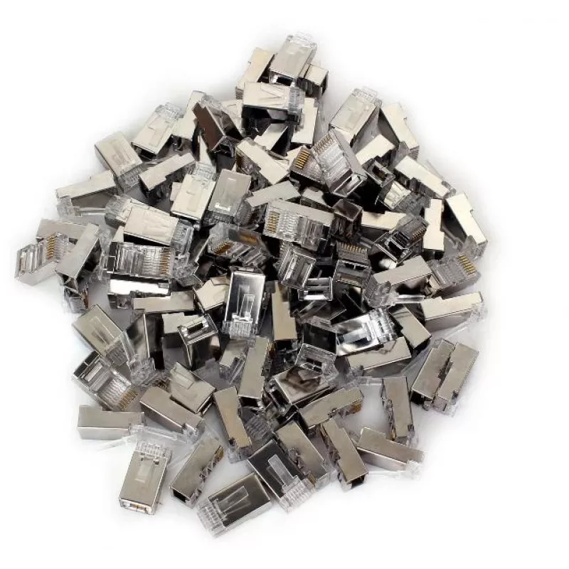 GETFORT RJ45 Cat.6 Shielded Pass-Through Connector 8P8C 100-Pack Transparent
