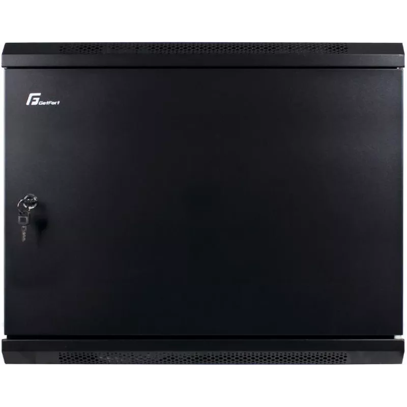 GETFORT 19 inch CALI 9U 600x450 Wandgehäuse mit Stahltür, Schwarz (RAL 9005)