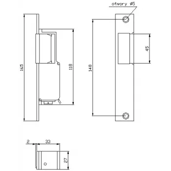 ELEKTRA-PLUS R2 Schmales Elektroschloss, rechts, fail-secure, 10-24V AC/DC, 3000N