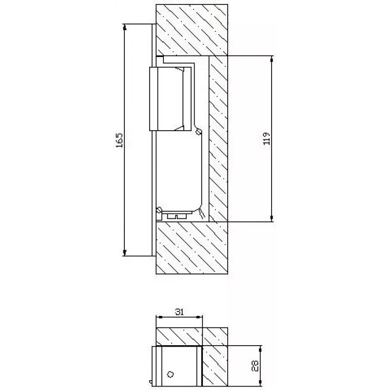 ELEKTRA-PLUS R2 Schmales Elektroschloss, rechts, fail-secure, 10-24V AC/DC, 3000N