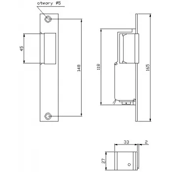 ELEKTRA-PLUS R2 Narrow Left Elektrischer Türöffner, Fail-Secure, 10-24V AC/DC, 3000N Haltekraft