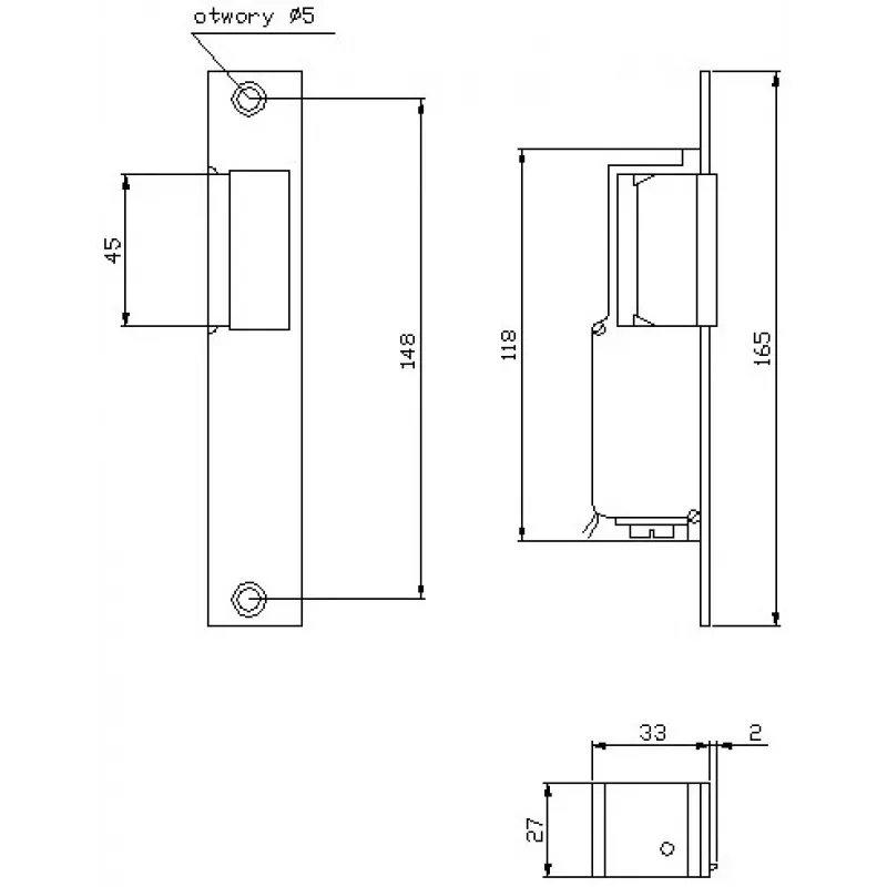 ELEKTRA-PLUS R2 Narrow Left Elektrischer Türöffner, Fail-Secure, 10-24V AC/DC, 3000N Haltekraft