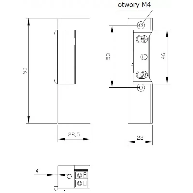 ELEKTRA-PLUS R3-12.40P Rechts Fail-Secure Elektro-Türöffner mit Memory, 12V AC/DC, 3000N Haltekraft