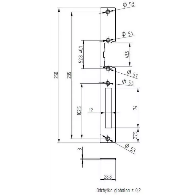 ELEKTRA-PLUS Schild für Einsteckschlösser, verzinkt, 200x20mm