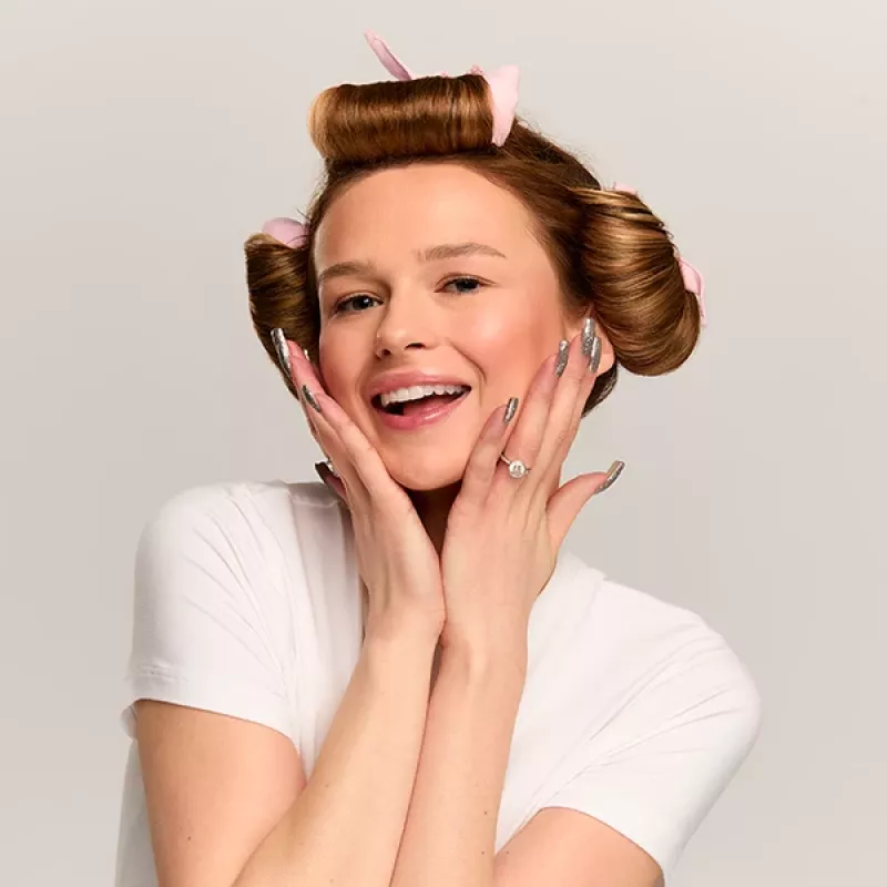 GLOV_SET Overnight Blowout Set Heatless Hair Curlers 3pcs + Mini Satin Bonnets 3pcs Pink