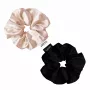 GLOV Satin Scrunchies Haargummis Medium Champagner/Schwarz 2 Stück