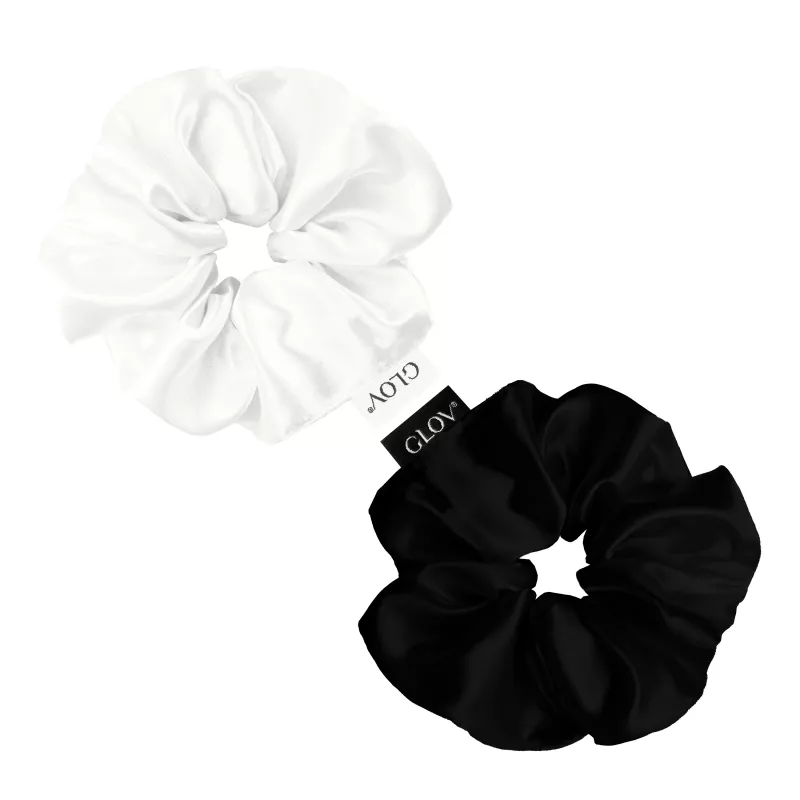 GLOV Satin Scrunchies Haargummis Medium Champagner/Schwarz 2 Stück