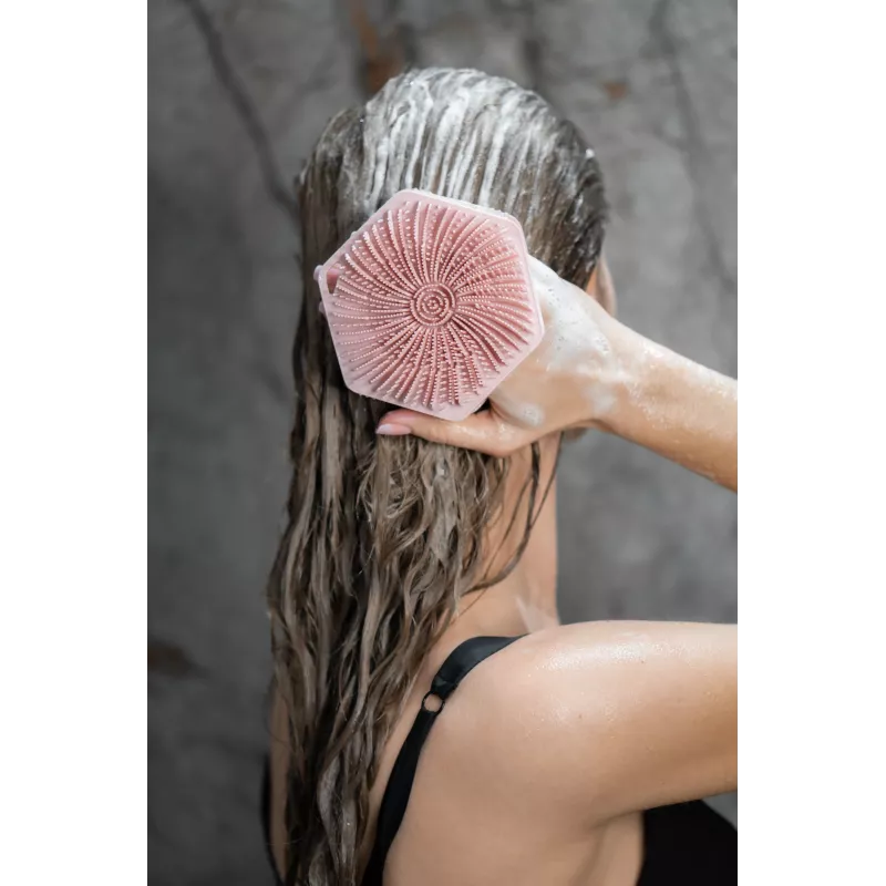 GLOV Bubble Burst 3-in-1 Silikon Körper-, Kopfhaut- & Rückenpeeling und Massagegerät - Rosarot