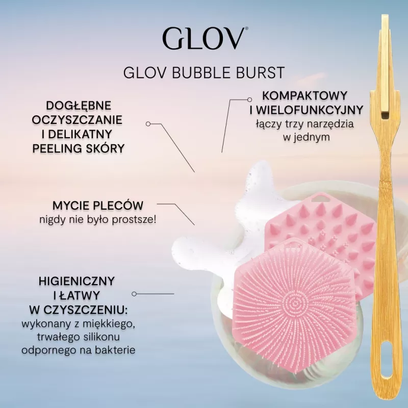 GLOV Bubble Burst 3-in-1 Silikon Körper-, Kopfhaut- & Rückenpeeling und Massagegerät - Rosarot