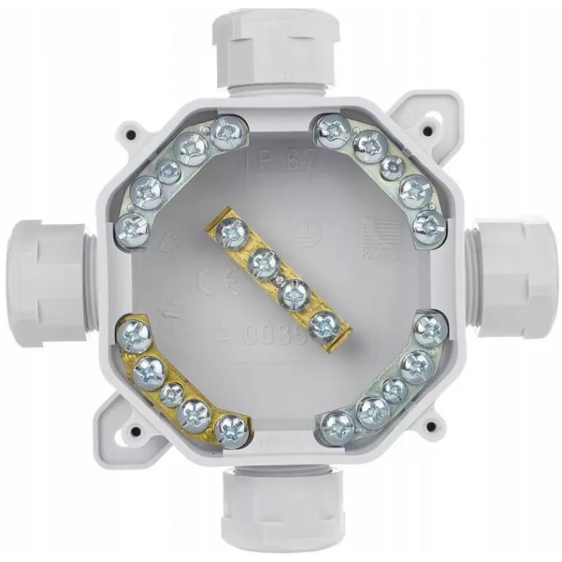 PAWBOL A.0035 Aufputz-Hermetische Abzweigdose PG16, IP67 (5x4mm²), Grau