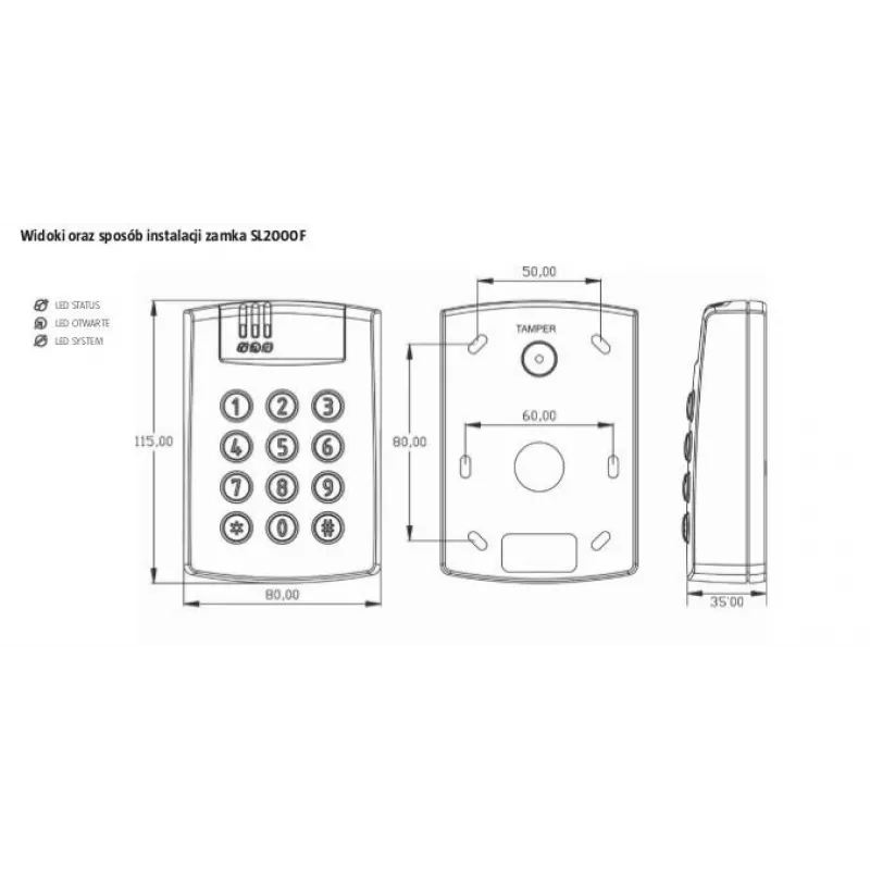 ROGER SL2000F Kombinationsschloss - Standalone Digitaltastatur mit hinterleuchteten Metalltasten, IP65, 250 Benutzer
