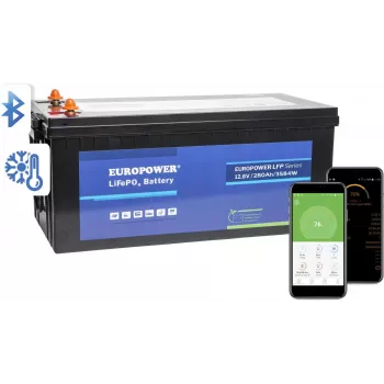 EUROPOWER LFP 12.8V 280Ah LiFePO4 Batterie mit Bluetooth und Heizmatte