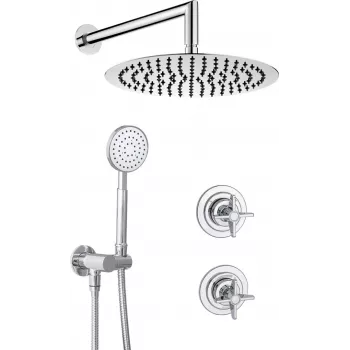 DEANTE Unterputz-Duschset Arnika Chrom 2-Ausgänge runder Regenduschkopf 250mm