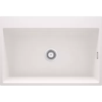 DEANTE ZRM_A10B Magnetischer Granit-Verbund 1-Becken Küchenspüle mit Abtropffläche, Schwarz, 620x440 mm
