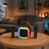 LEAN Karaoke-Set Bluetooth-Lautsprecher zwei Mikrofone LED-Leuchten Schwarz