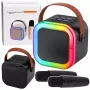 LEAN Karaoke-Set Bluetooth-Lautsprecher zwei Mikrofone LED-Leuchten Schwarz
