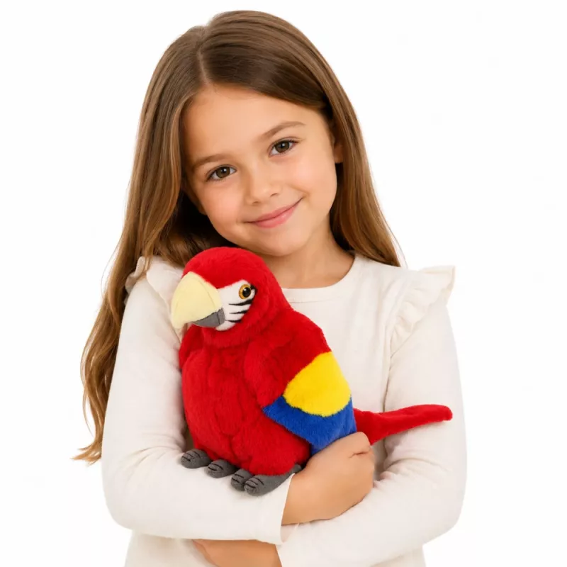 LEAN TOYS Plüschpapagei Ara Exotischer Vogel Maskottchen Kuscheltier Rot 24 cm