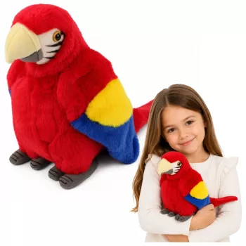LEAN TOYS Plüschpapagei Ara Exotischer Vogel Maskottchen Kuscheltier Rot 24 cm