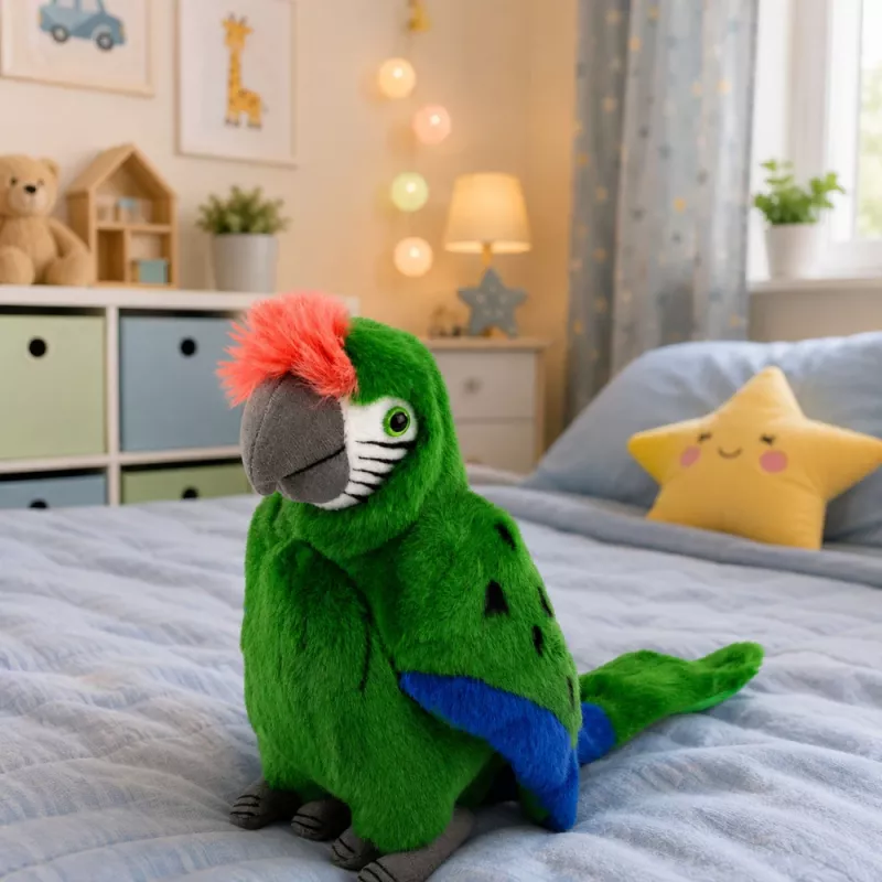 LEAN TOYS Plüschpapagei Ara Exotischer Vogel Maskottchen Kuscheltier Grün 24 cm