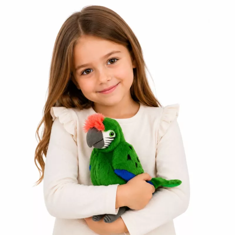 LEAN TOYS Plüschpapagei Ara Exotischer Vogel Maskottchen Kuscheltier Grün 24 cm