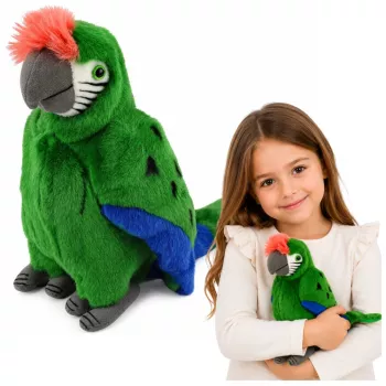 LEAN TOYS Plüschpapagei Ara Exotischer Vogel Maskottchen Kuscheltier Grün 24 cm