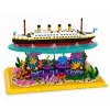 LEAN TOYS Bausteine Titanic Schiff auf einem Korallenriff 3892 Teile