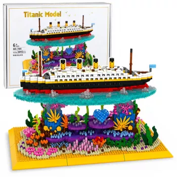 LEAN TOYS Bausteine Titanic Schiff auf einem Korallenriff 3892 Teile