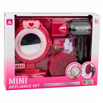 LEAN TOYS Haarstyling-Set mit Föhn, Spiegel, Lichtern, Geräuschen und Zubehör
